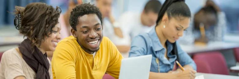 Students sitting at desks in a classroom